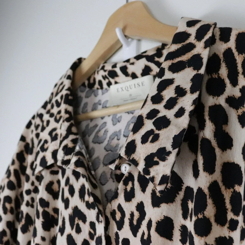 Anthropologie Exquise The Tobie Shirt Dress 3X Leopard Print Shirtdress